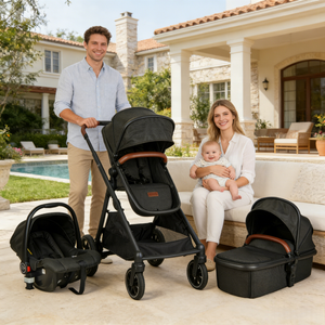 Poussette double de luxe OEM ODM pour bébés et tout-petits, pliable et portable, pour jumeaux, avec planche de marche intégrée - Product Image 1