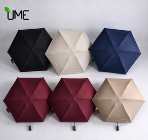 Parapluie de voyage compact pliable à 6 panneaux avec logo personnalisé, léger, portable, pour la pluie et le soleil, tissu beige, coupe-vent, mini parapluie - Product Image 3