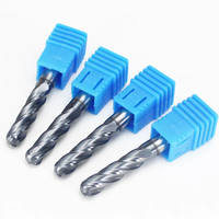 Fresa de punta esférica de 4 filos de 6 mm de carburo sólido para tallado de madera, R3, para router CNC, para creación de moldes de relieve 3D