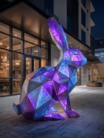 Vente chaude géométrique brillant cerf Sculpture moderne métal Animal Art pour Atrium, Plaza Commercial décor personnalisé IP Art Sculpture