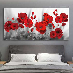 Vente d'usine en gros personnaliser <span class=keywords><strong>moderne</strong></span> toile grand grand grand mur Art chaud nouveau Design rouge magnifique couleur chaude plantes <span class=keywords><strong>fleurs</strong></span> <span class=keywords><strong>peinture</strong></span> - Product Image 1