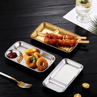 Plateaux de service multifonctionnels en acier inoxydable, assiettes divisées pour snacks, frites, brochettes, traiteur, restaurant, cuisine, vaisselle de table
