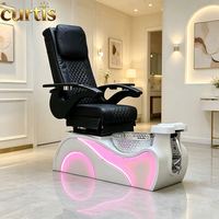 Fauteuil de pédicure électrique inclinable avec système de jets d'hydrothérapie sans tuyauterie, massage du dos Shiatsu, lampe LED pour salon de manucure, spa des pieds