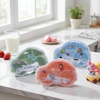 Boîte à lunch scolaire en plastique à 4 compartiments avec cuillère et fourchette pour enfants