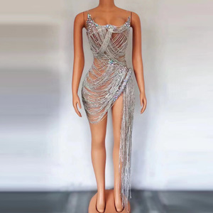 <span class=keywords><strong>Vestido</strong></span> <span class=keywords><strong>de</strong></span> Noche Elegante y Lujoso con Cadena <span class=keywords><strong>de</strong></span> Cristales Brillantes, <span class=keywords><strong>Vestido</strong></span> Sexy para Mujer con Escote Pronunciado, Mini <span class=keywords><strong>Vestido</strong></span> <span class=keywords><strong>de</strong></span> Fiesta, Vestidos <span class=keywords><strong>de</strong></span> Graduación Personalizados para Mujer - Product Image 3