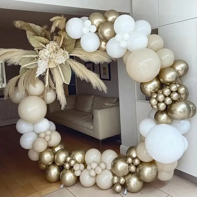 JYAO Latex-Ballons weiß Gold Beige Ballons für Boho Hochzeit Baby Brautparty Verlobung Jubiläum Geburtstag Dekoration