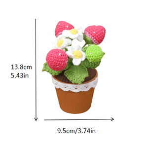 Pot de fleurs en crochet fait main en forme de <span class=keywords><strong>fraise</strong></span>, pot de fleurs en fil tricoté pour la décoration de la maison, cadeau au crochet - Product Image 1