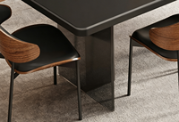 Italienischer Luxus-Esstisch mit Schwebendem Rechteckigem Design, Delifeng Schwarzer Acryl-Sinterstein-Tisch mit Vollständig Hängender Halterung