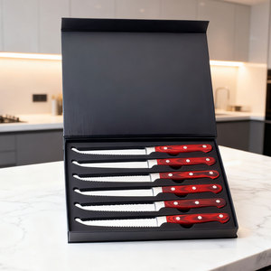 Đầy đủ-tang bít tết dao với rắn gỗ xử lý chất lượng cao thép không gỉ răng cưa lưỡi dao đặt cho cắt thịt bò & bít tết - Product Image 2