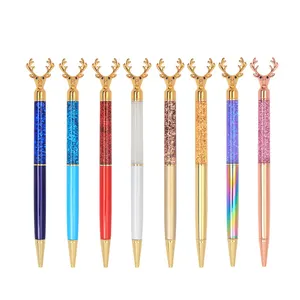 골드 호일 오일 액체 볼펜 다채로운 볼펜 사슴 동물 섬세한 선물 펜