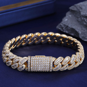 Hip Hop 12mm Mixed <b>Set</b> T-Square Zircon Cuban Chain Accessories Men's <b>Bracelet</b> Accessories Tanjing - Product Image 1