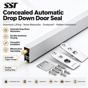 Concealed Automatic Drop Down Door Bottom Seal Aluminum Acoustic Dustproof Seal <b>Strip</b> for <b>Wooden</b> Hotel Interior Door - Product Image 1