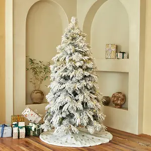 2024 New Design Simulated White Pine Falling Snow Tree White Snow Flocked PE Christmas Tree 1.5/1.8/2.1m ChristmaS Tree