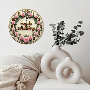 Round Wooden Wall <b>Clock</b> 25cm Quiet Quartz <b>Movement</b> Household Decor Easy Installation - Product Image 2