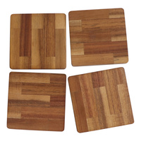 Ensemble de sous-verres en bois d'acacia, sous-verres carrés en bois massif, résistants à la chaleur, protection de table, sous-verres pour tasses à café et à thé