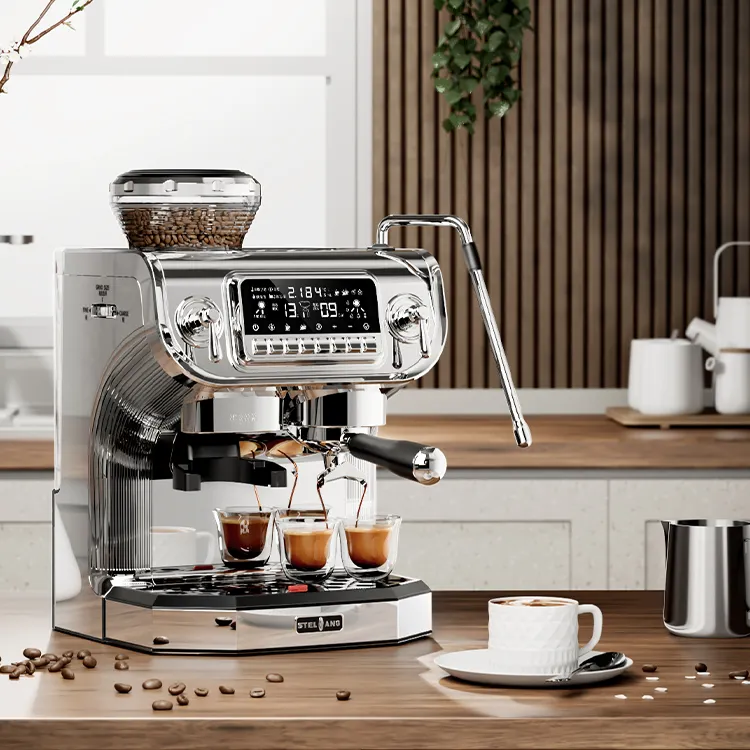 Groothandel Roestvrijstalen Automatische Scherm 4 In 1 Cappuccino Espresso Koffiezetapparaat Met Bonenmolen