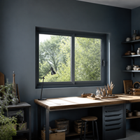 Ventana Corredera Insonorizada y Resistente a Huracanes JUNYAO FactoryNFRC AS2047 CE, 6063-T5 5+9A+5 Low-E Hermética OEM para Hogar Azul Grisáceo