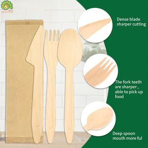 Thân Thiện Với Môi Trung Quốc Các Nhà Sản Xuất Wholesale165mm Phân Hủy Sinh Học Dao Kéo Dùng Một Lần Bằng Gỗ Muỗng Nĩa Và Dao - Product Image 2