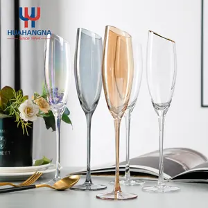 Confezione regalo per flauti di Champagne soffiati a mano con stelo sottile da sposa bicchieri da Champagne alti e perfetti in vetro trasparente senza piombo
