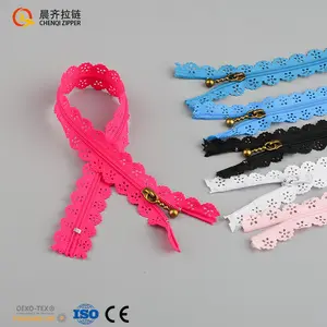 Factory direct supply 3 nylon 6 color lace zipper can be customized any lace zipper