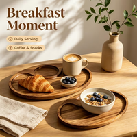 Planche à découper ronde en bois, plateau à collation, plateau à pizza, emballage combiné en stock pour bar à petit-déjeuner, décoration de cuisine à domicile