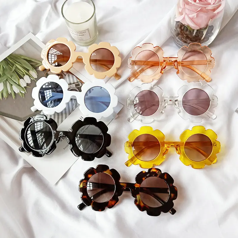 Gafas de sol para niños y niñas, lentes de sol con pétalos de flores para bebés