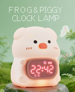 Reloj Despertador Digital con Funcionamiento a <span class=keywords><strong>Batería</strong></span> para Decoración del Hogar, Lámpara Nocturna de Silicona con Forma de Cerdo, Reloj de Mesa LED con Cambio de Color - Product Image 1