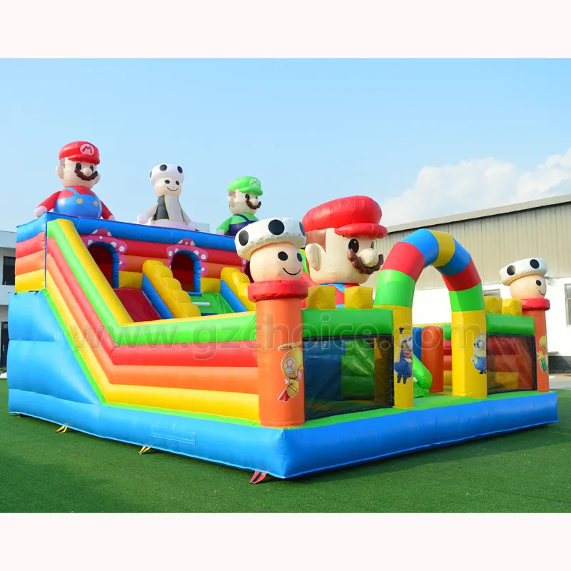 Chine grande aire de jeux enfants château gonflable ballon palais gonflable carton roi thème combo toboggan sautant maison de rebond