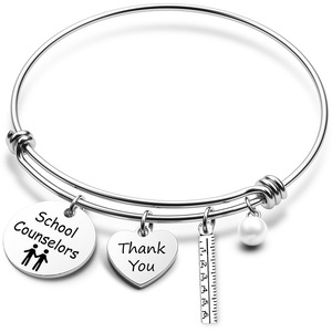 Suggerimenti per la scuola del giorno degli insegnanti bracciale in acciaio inossidabile regolabile insegnante Logo inciso regalo nuovi gioielli - Product Image 3