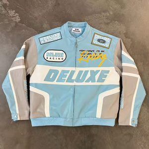 Vestes de course vintage en cuir matelassées, brodées, coupe-vent et imperméables, personnalisées, de haute qualité, pour moto et voiture, style patchwork hivernal - Product Image 1