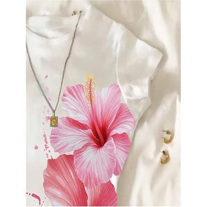 FOXA Camiseta corta floral para niña, manga corta, cuello redondo, corte ajustado, camiseta de verano transpirable 100% poliéster - Product Image 3
