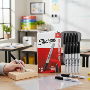 Set di 12 Pennarelli Permanenti Neri a Punta Fine, Asciugatura Rapida e Resistenti allo Sbiadimento per Aula, Ufficio, Casa - per Legno e Plastica - Product Image 3