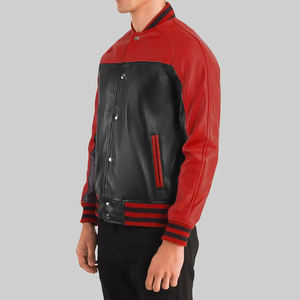 Chaquetas Varsity para Hombre de Alta Calidad, con Cuello Alto de Piel de Oveja Real, 100% Cuero, Precios al por Mayor Personalizados - Product Image 3