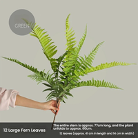 Lot de 12 grandes feuilles de fougère de Boston, élégance tropicale, plantes artificielles écologiques, décoration de mariage