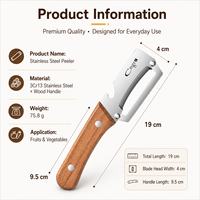 Éplucheur à légumes en acier inoxydable 3CR13 avec manche en bois, couteau multifonction pour éplucher les fruits et les pommes de terre, pour une utilisation en cuisine