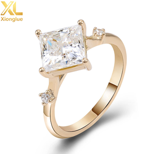 Jewelry 10k/14k/18k Solid Yellow Gold 2ct Princess GRA Certificate Moissanite Engagement Wedding <b>Ring</b> for Women - Product Image 2