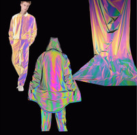 Tissu réfléchissant résistant à l'usure Tissu extensible en nylon polyester réfléchissant arc-en-ciel pour vêtements lumineux