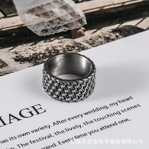 European American Style Vintage <b>Titanium</b> Steel <b>Ring</b> Woven Design Punk Men's Fashion Jewelry SA710 - Product Image 1