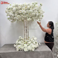 Dekorasi Acara Pesta Pernikahan Panel Bunga Mawar Pampas Alami 3D Simulasi Buatan Kustom Musim Gugur