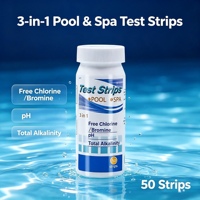 Bandelettes de test d'eau 3 en 1 pour pH, alcalinité totale, brome/chlore libre – Kits de test d'eau pour piscine, spa et eau potable – 50 bandelettes