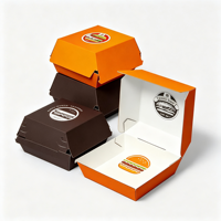 Boîte à hamburger anti-graisse avec logo personnalisé, en carton blanc, emballage jetable pour burgers, vente en gros pour la restauration rapide à emporter