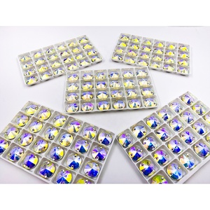 Piedras de Cristal Sueltas Rivoli de 16 mm, Cristal <span class=keywords><strong>AB</strong></span> para Coser, con <span class=keywords><strong>2</strong></span> Agujeros, Topacio 5A, la Mejor Calidad, 12 Facetas, Forma Elegante - Product Image 1