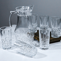 Ensemble de 7 carafes à eau en verre de haute qualité, couleur unie, transparent, nouveau design, pichet en verre pour la maison, récipient à boisson