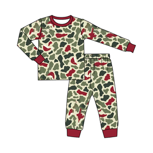 Conjunto <span class=keywords><strong>de</strong></span> Pijama Navideño para Niños, Diseño <span class=keywords><strong>de</strong></span> Camuflaje <span class=keywords><strong>de</strong></span> Santa Claus, Ropa Infantil <span class=keywords><strong>de</strong></span> Boutique - Product Image 1
