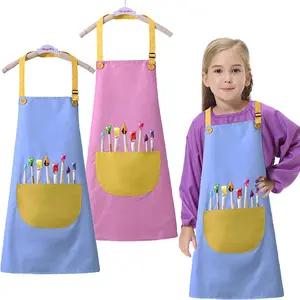 ชุดผ้ากันเปื้อนสำหรับเด็กกันน้ำพิมพ์โลโก้ได้ตามต้องการผ้ากันเปื้อนในครัวสำหรับใช้ในบ้าน