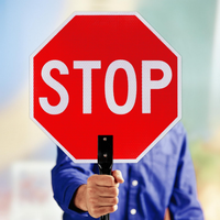 Panneau de signalisation routière double face « Stop/Slow » de 18 pouces, en aluminium antirouille, réfléchissant, avec poignée