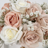 Vente en gros d'usine : Décoration et fournitures de mariage – Grande boule de fleurs artificielles en soie blanche et bleue, réaliste