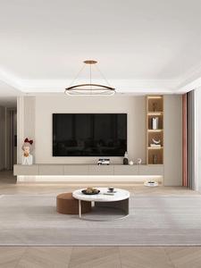 Modern Minimalist Floating <strong>TV</strong> Stand with Storage Drawers, Integrated Living Room Media Console with LED Lighting <strong>Cabinet</strong> <strong>Wood</strong> - Product Image 2