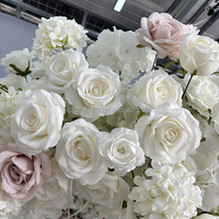 Décoration de table SMS, grande roue, fleurs en soie rondes, blanches et roses, fleurs artificielles faites à la main, chemin de table pour mariage, ornement de fête