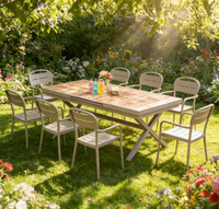 Table et chaises de jardin rétractables pour extérieur, structure entièrement en aluminium, empilables, résistantes aux UV, mobilier commercial personnalisé en gros